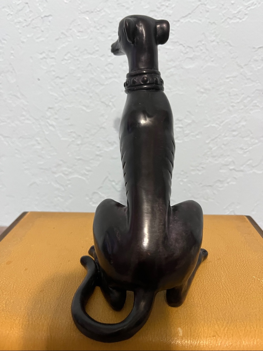 Whippet dog figurine crafted from resin and features a dark bronze finish. - Picture 4 of 6